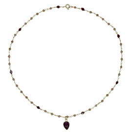 Amethist Mystic Leaf Ketting - Gold Plated