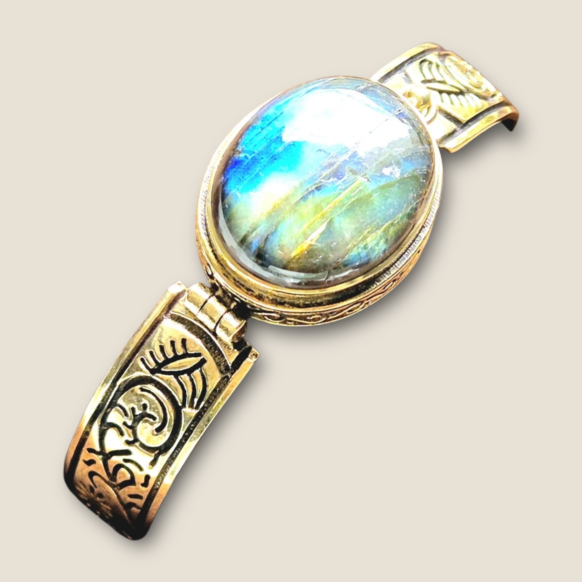 Large Labradorite Bangle Brass