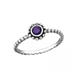 Twisted Amethyst Fire Snow Ring Sterling Silver 17.25
