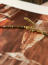 Unakite Necklace Gold Vermeil