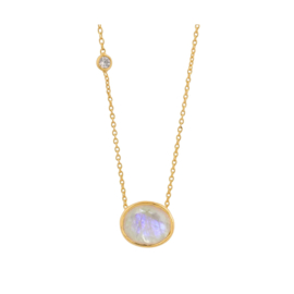 Oval Moonstone Necklace Gold Vermeil