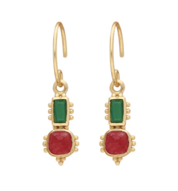 Bryn Green Agate/Ruby Gold Vermeil Earrings / Muja Juma