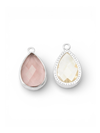 Glazen Druppel Bedel Silver Plated