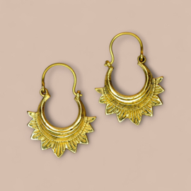 Hippie Sun Hoop Earrings Brass