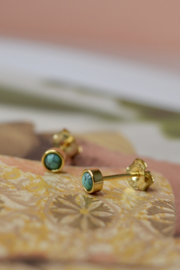 Turkoois Oorknopjes - Gold Vermeil
