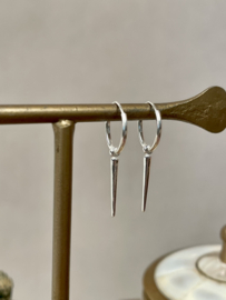 Hanging Spike Hoops Sterling Silver Oorbellen