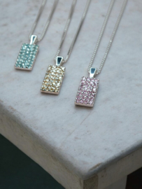 Zircon Tablet Necklace / Sterling Silver Ketting