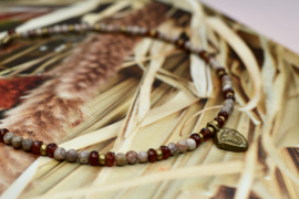 Maifanite, Garnet & Brass Necklace