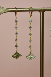 Lunar Eye Labradoriet Oorbellen - Gold Plated