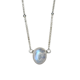 Oval Moonstone Necklace / Sterling Silver