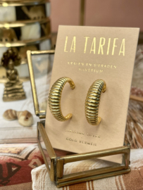 Striped Half Hoop Studs Gold Vermeil Oorstekers