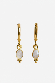 Maansteen Oval Bali Oorbellen - Gold Plated