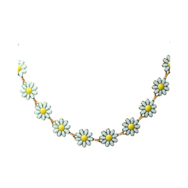 White  Daisy Charm Necklace Gold Plated