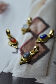 Pear Shaped Gemstone Pendant Brass