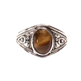 Oval Tiger Eye Filigree Ring Sterling Silver