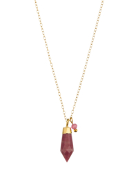 Rhodonite Point Long Necklace – Stainless Steel Gold