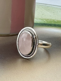 Oval Rose Quartz Ring Sterling Silver