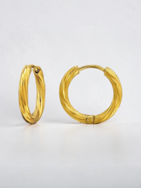 Twisted Hoops Oorbellen - Stainless Steel Goud