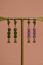 Frosted Amethist Jaipur Drops Oorbellen - Brass