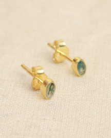 Guarani Moss Agate Gold Vermeil Earstuds / Muja Juma