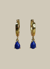 Lapis Lazuli Goutte Earrings - Gold Plated