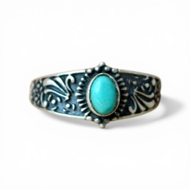 Bloom Mojave Turkoois Ring - Sterling Zilver