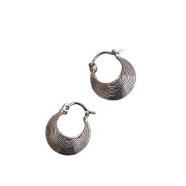 Striped Bali Hoops Sterling Silver Oorbellen