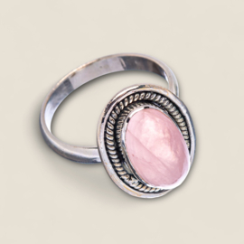 Oval Rose Quartz Ring Sterling Silver