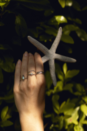 Dotted Crown Moonstone Ring Sterling Silver