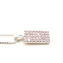 PINK CRYSTAL STERLING ZILVER KETTING