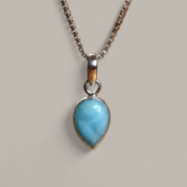 Drop Shaped Larimar Pendant / Sterling Silver