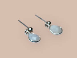 Rani Drops Maansteen Oorstekers Silver Plated