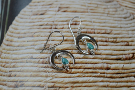 Turquoise Crescent Earrings Sterling Silver / Oorbellen