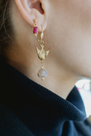 Devi Mini Labradoriet Oorstekers - Gold Plated