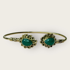 Green Onyx Bangle Brass