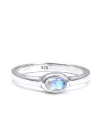 Maansteen Ovaal Bali Ring - Sterling Zilver