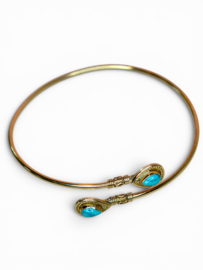 Turkoois Bohemian Bovenarm Armband - Brass