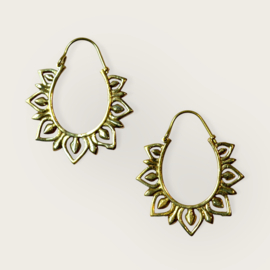 Lotus Hoop Earrings Brass