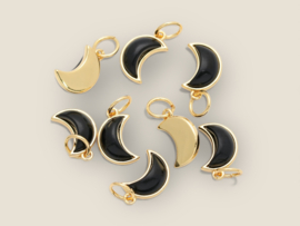 Zwart Resin Maan Bedel Gold Plated