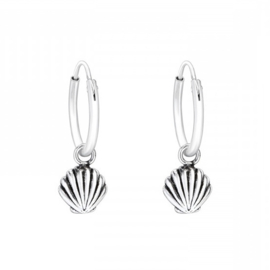 Hanging Shell Hoops Sterling Silver