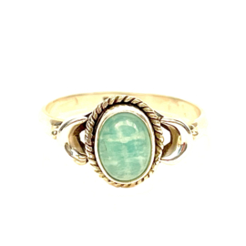 Tiny Oval Amazonite Ring Sterling Silver