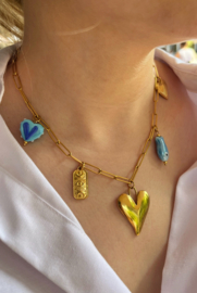 Blue Stainless Steel Charm Necklace