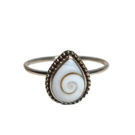 Rain Drop Shiva Shell Ring Sterling Silver