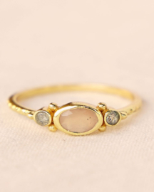 Peach Moonstone & Amazonite Ring Gold Vermeil / Muja Juma