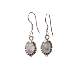 Moonstone Dotted Oval Earrings Sterling Silver Oorbellen