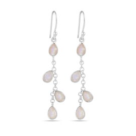 Moonstone Sterling Silver Chain Earrings / Edelsteen Oorbellen