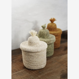 Seagrass Basket W/ Lid Yellow / Madam Stoltz