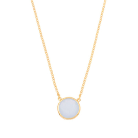 Round Blue Chalcedone Necklace Gold Vermeil