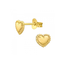 Dotted Heart Studs Gold Vermeil Oorstekers