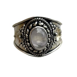 Boho Rose Quartz Ring Sterling Silver 18.25